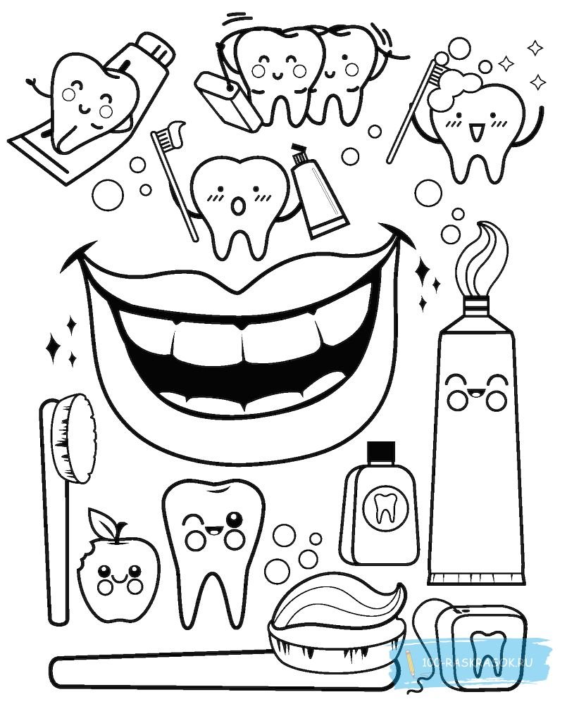 Раскраска Здоровые зубы
