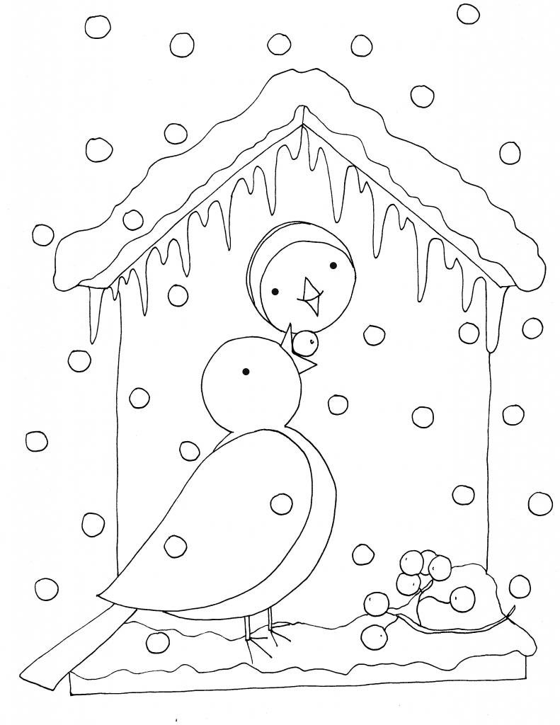 Снегирь на ветке раскраска