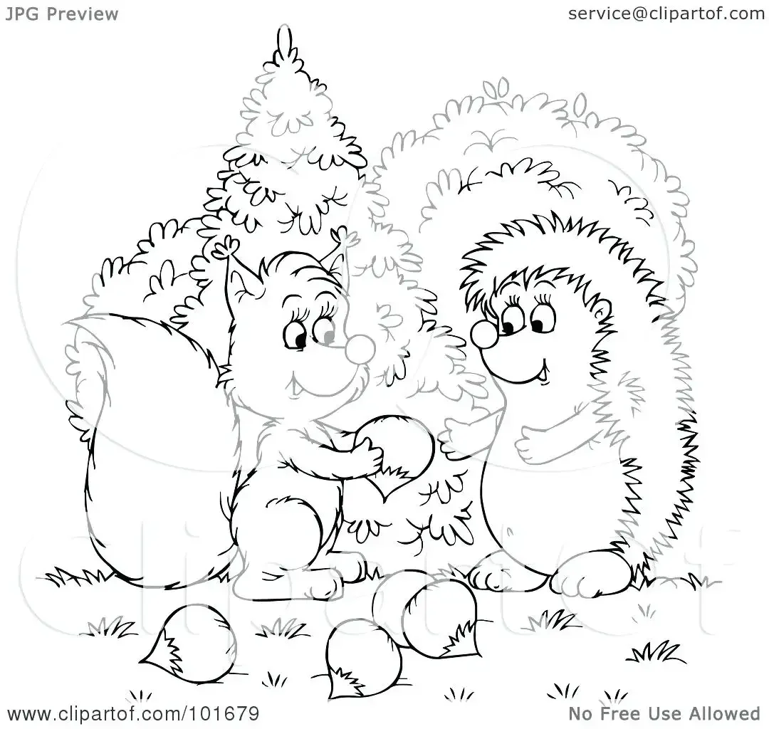 Ежик и зайчик раскраска