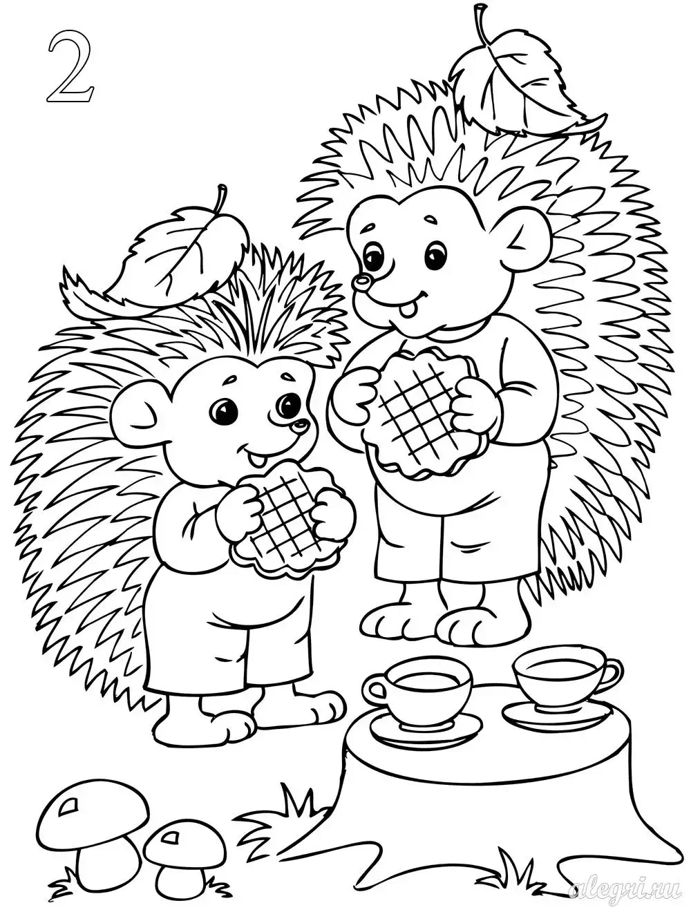 Ежик с корзинкой для раскрашивания