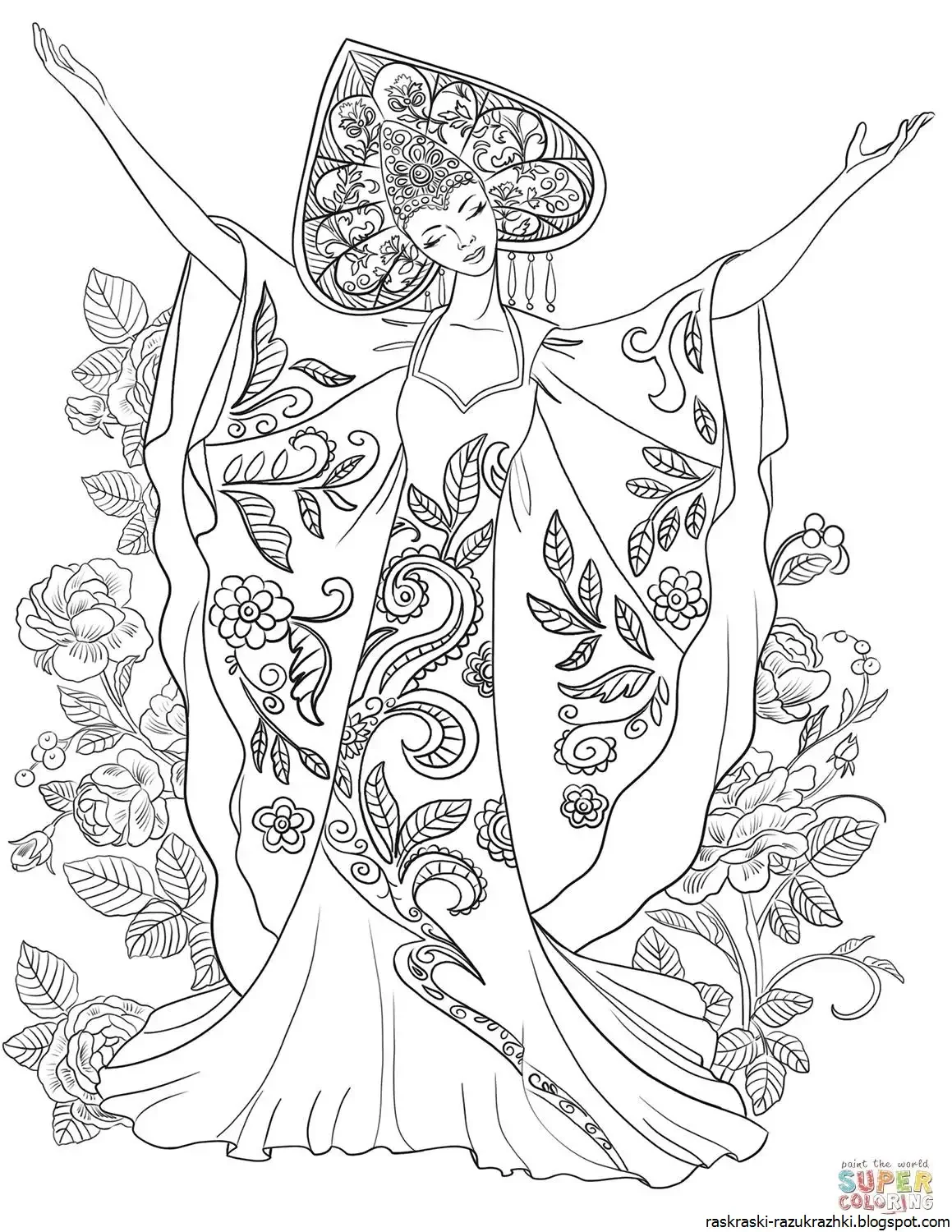Для раскрашивания девушки в сарафанах