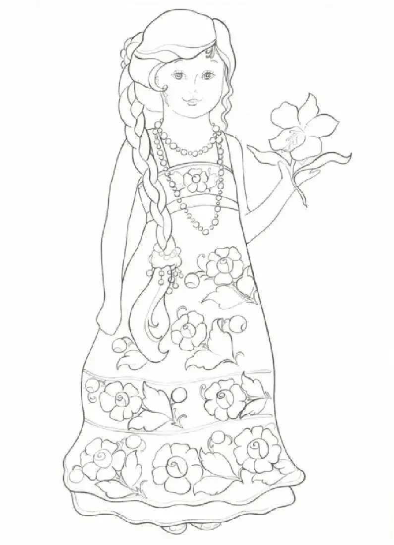 Светлана Вохринцева - раскраска народного костюма «Россиночка»