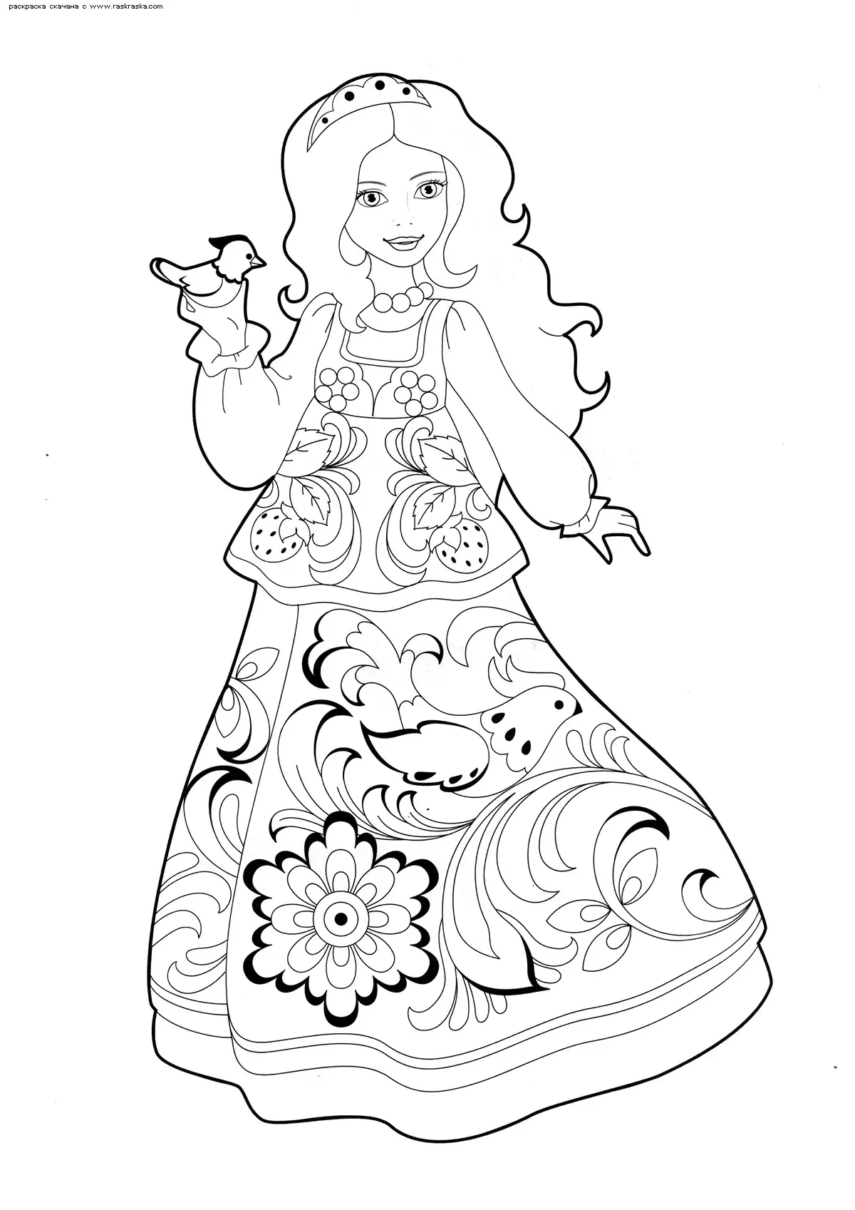 Раскраска красавица Матрешка