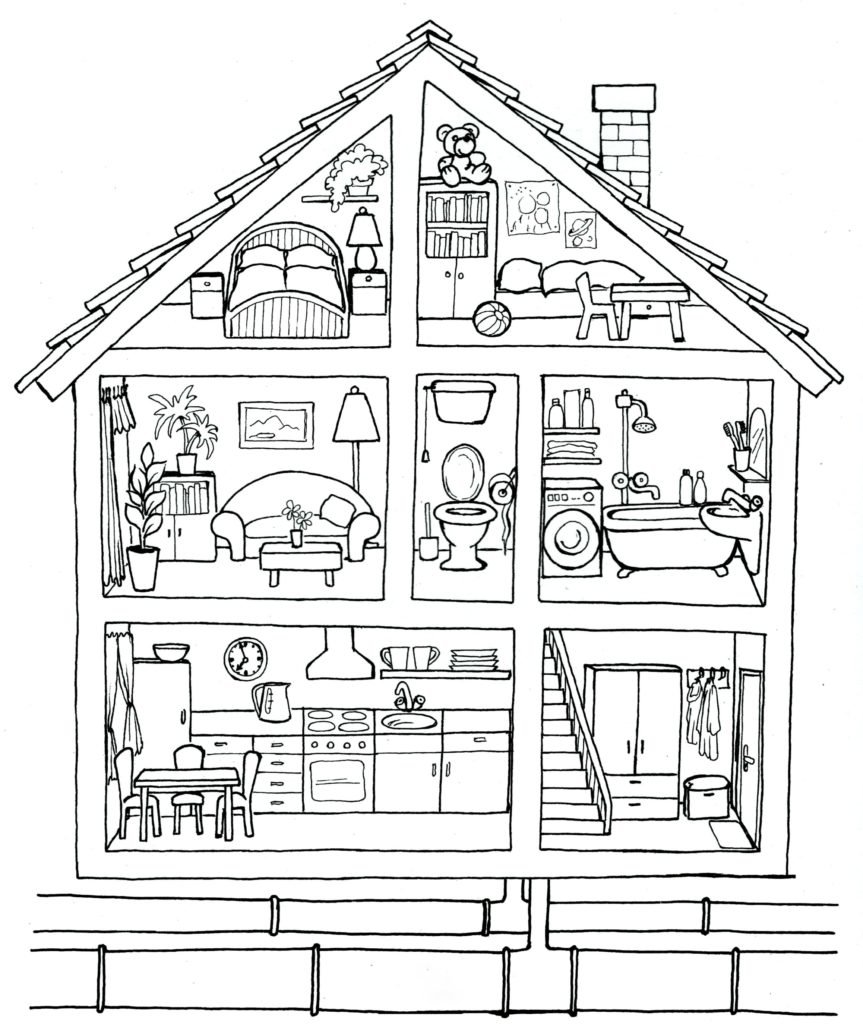 Раскраска домик для кукол