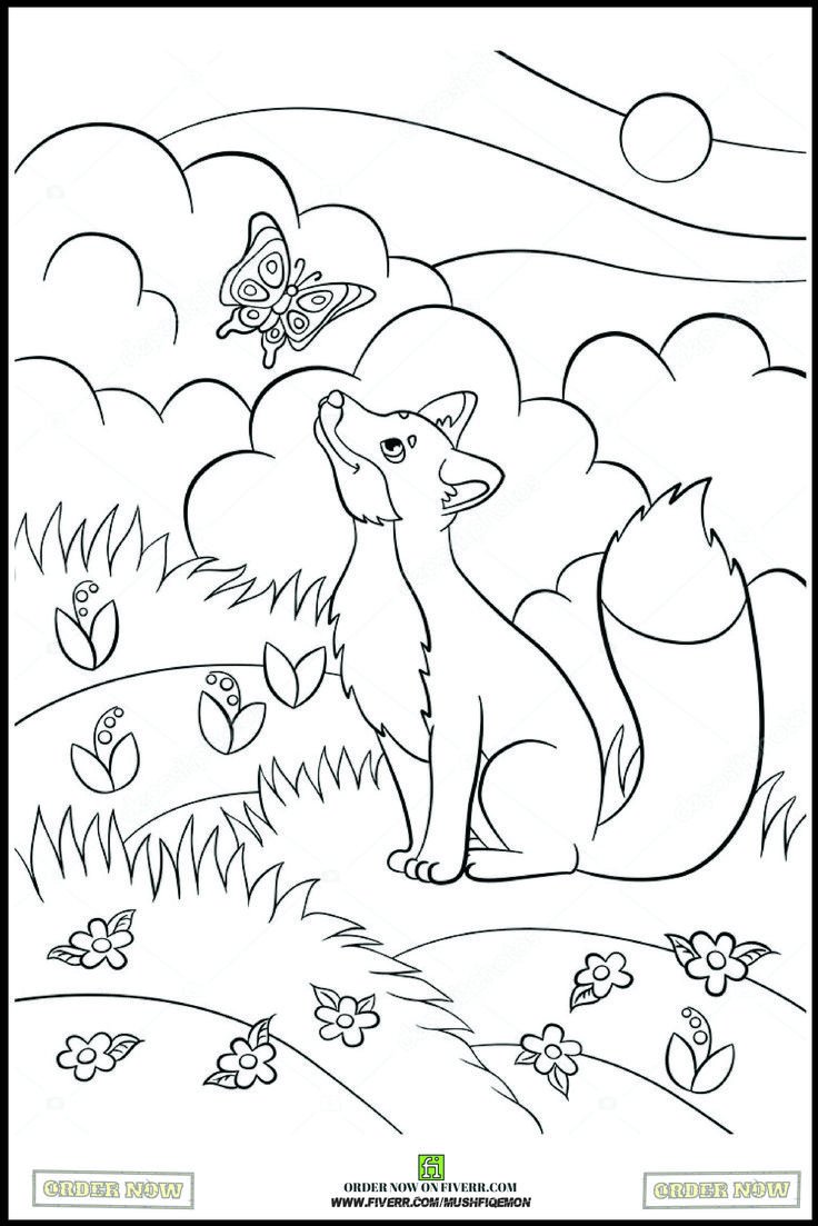 Кот петух и лиса раскраска