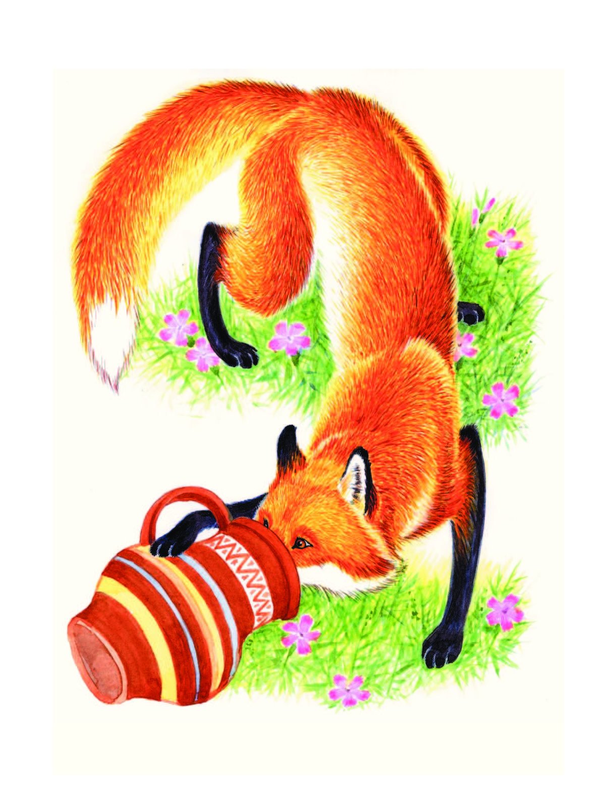 Лиса раскраска Сутеев под грибом