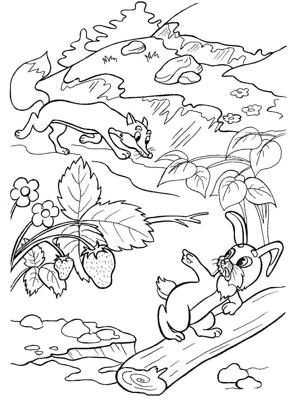 Лиса раскраска для детей