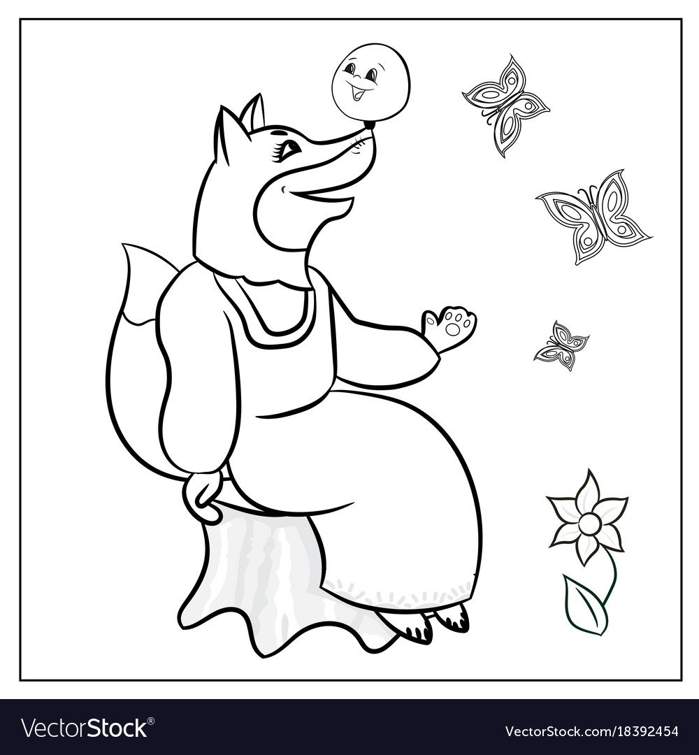 Сказка лиса и журавль раскраска для детей