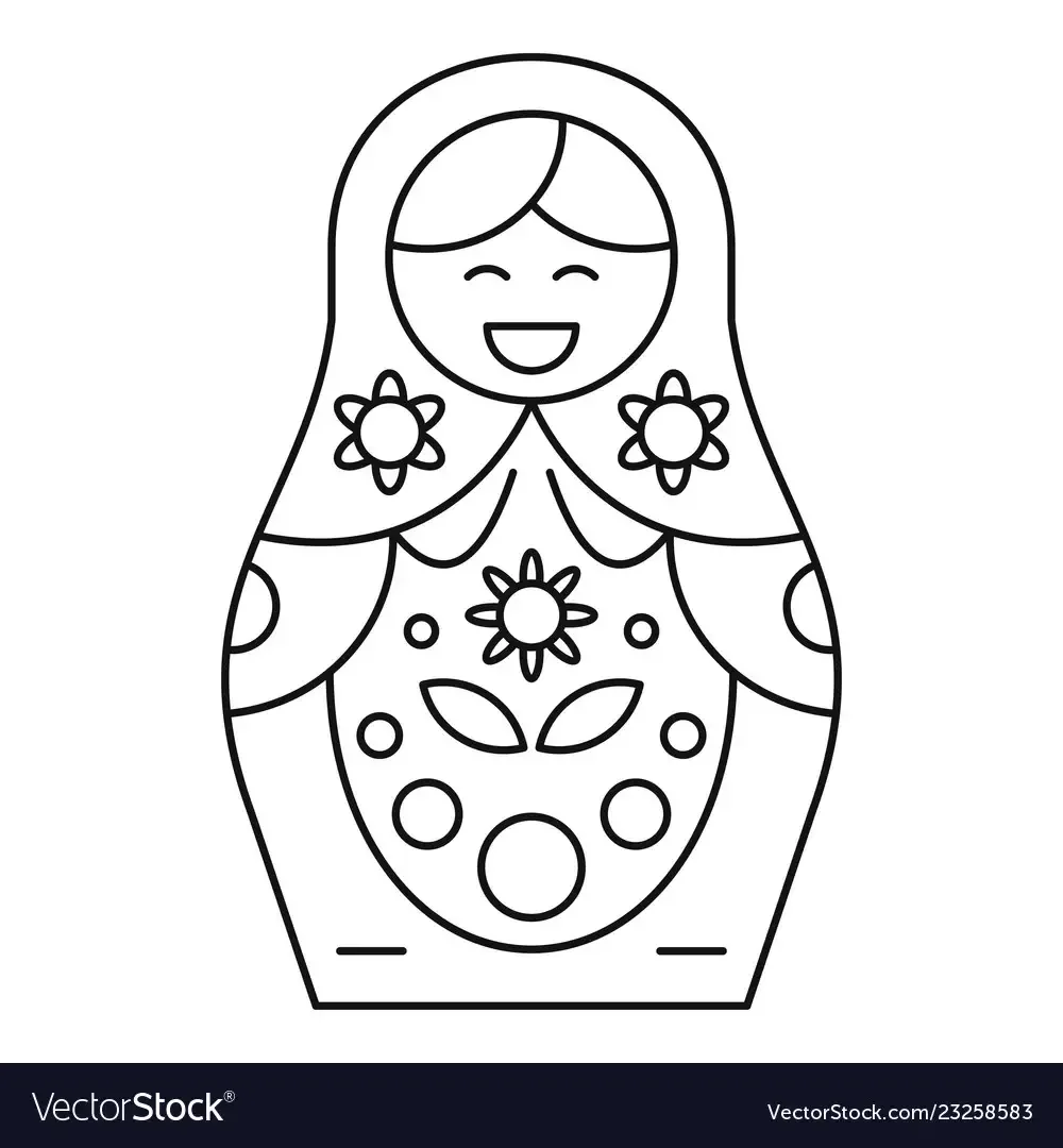 Раскраска матрёшка мальчик для детей