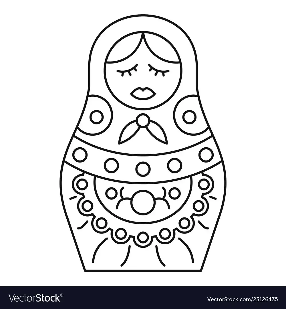 Контур матрешки для рисования