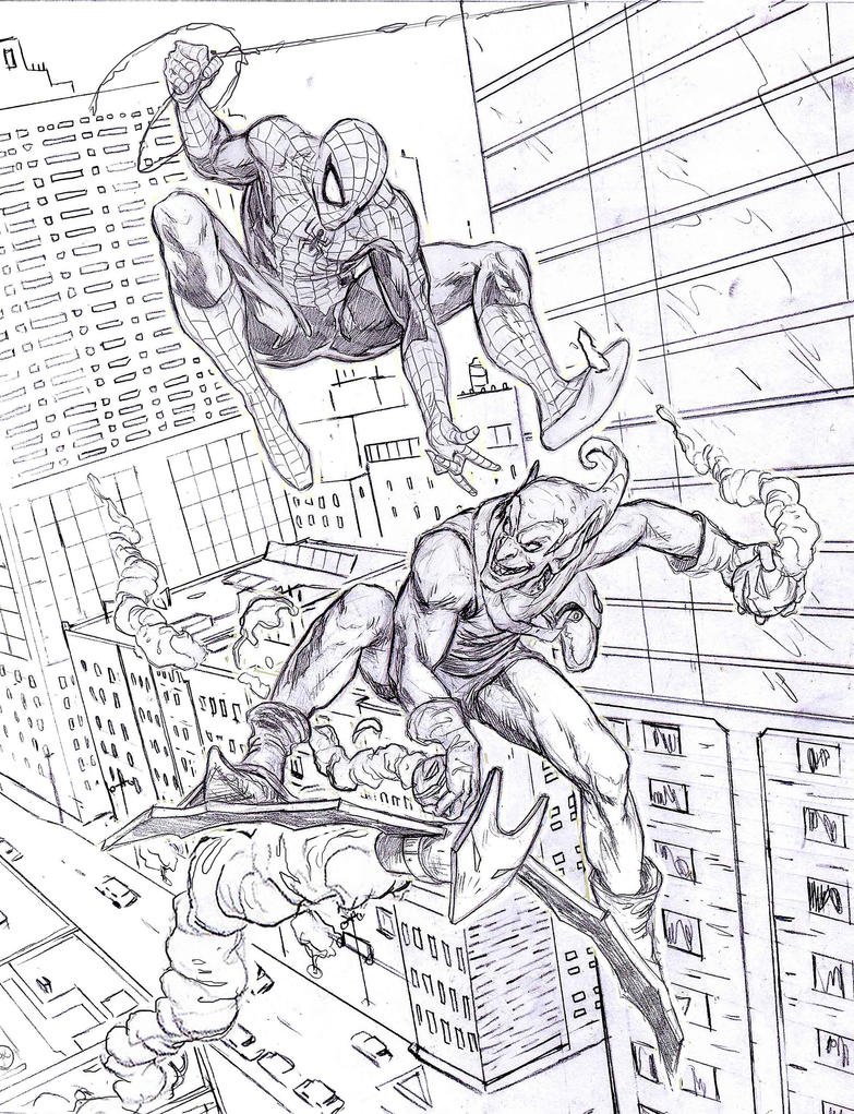 Раскраска человек паук и Гоблин