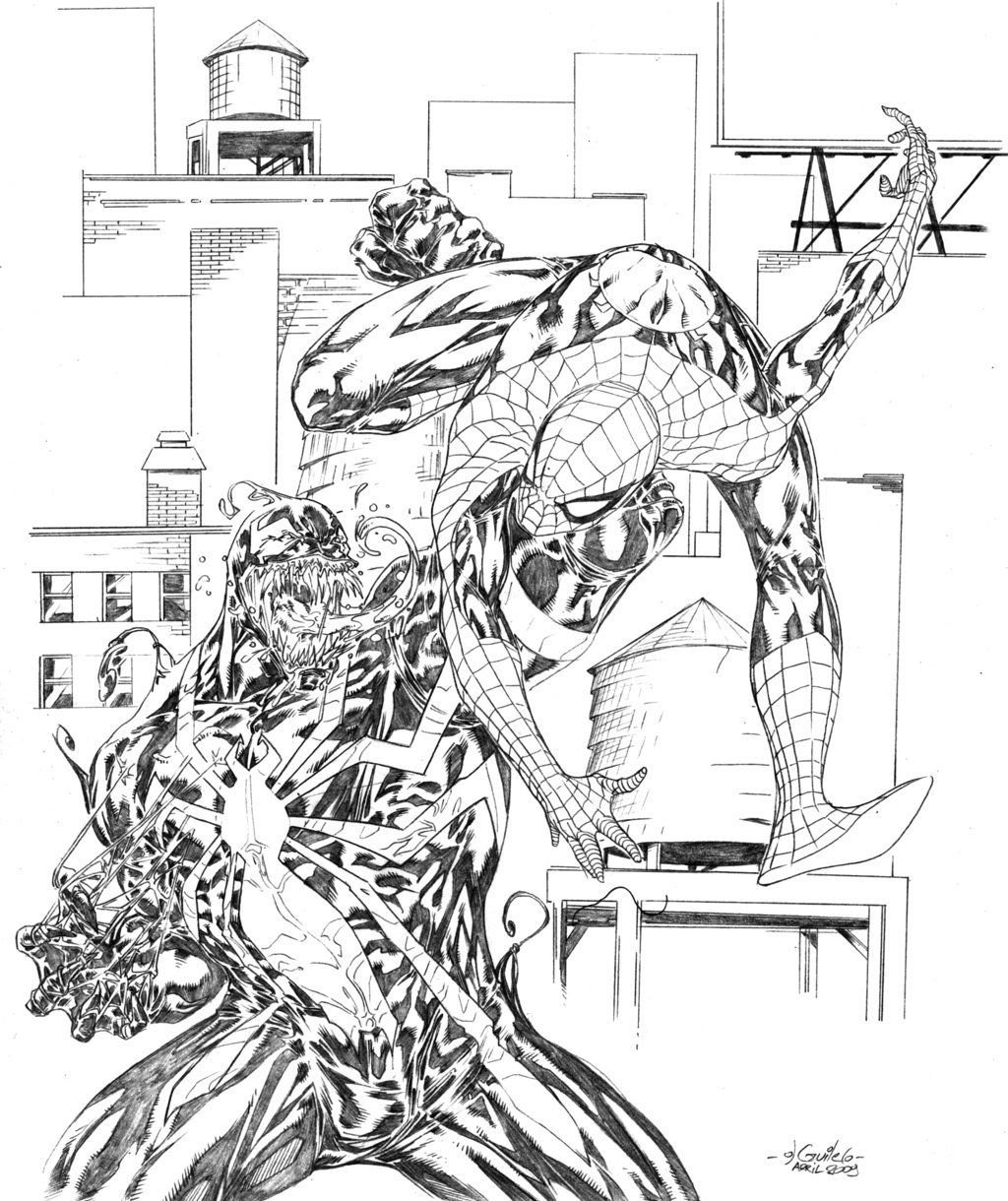 Раскраска человек паук и герои Марвел