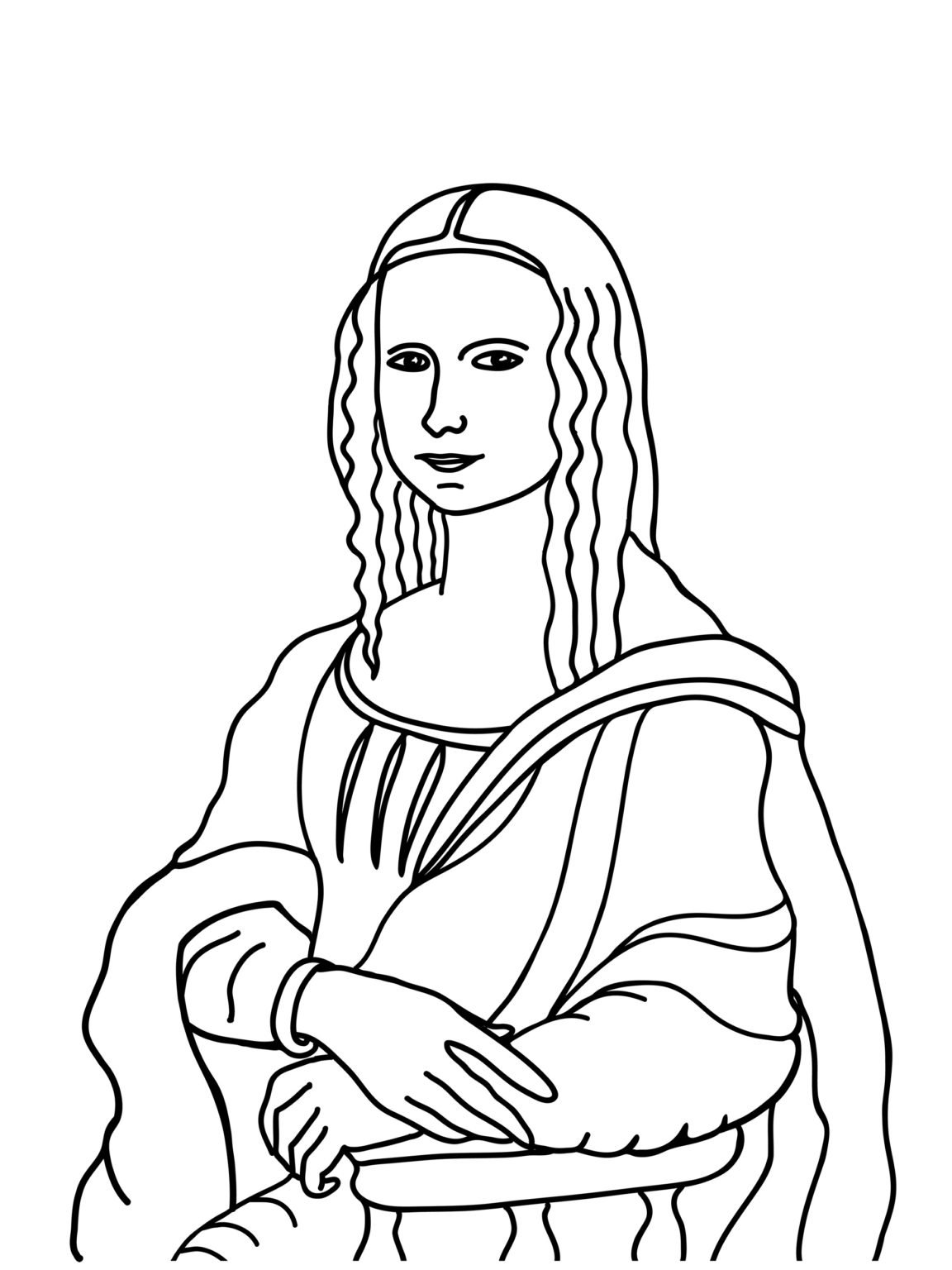 Раскраски картины Леонардо да Винчи Мона Лиза