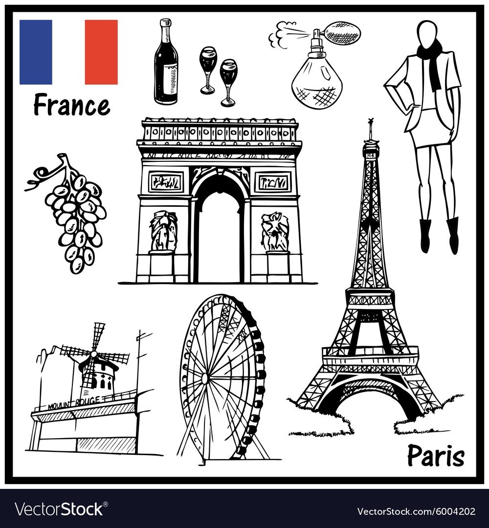 Французские достопримечательности рисунки