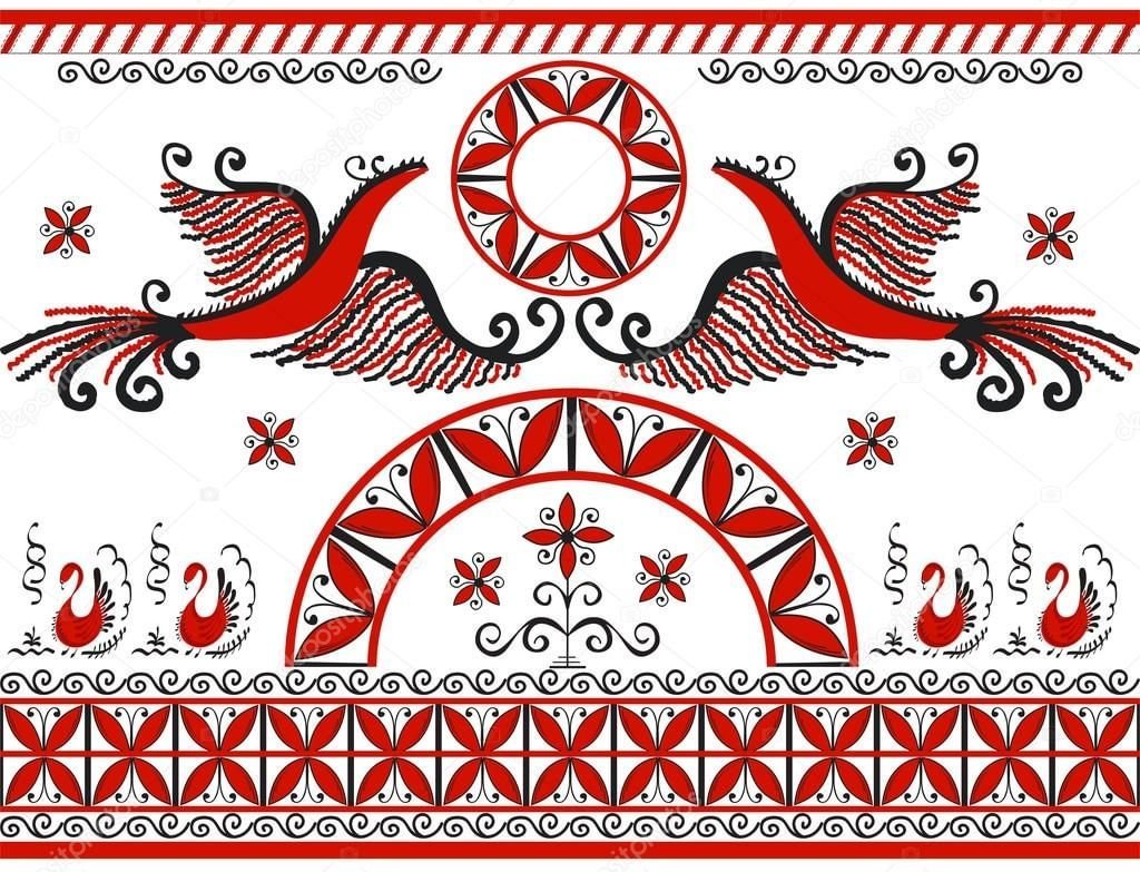 Мезенская роспись орнаменты и узоры