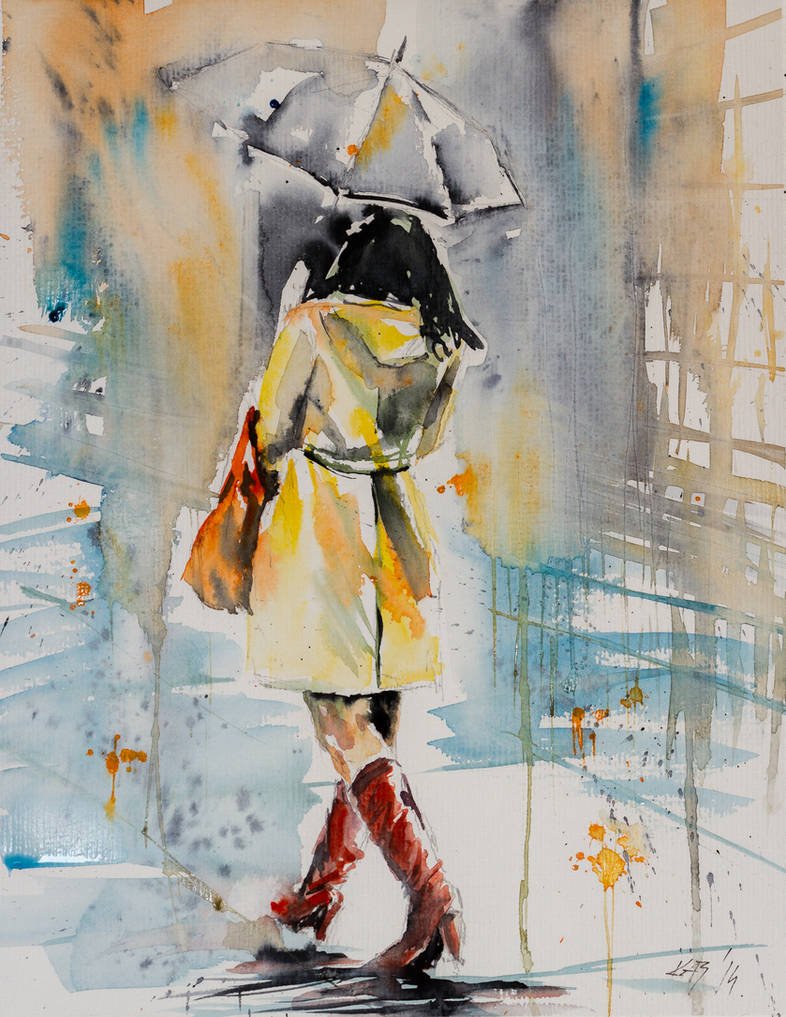 Наброски фигуры человека акварелью