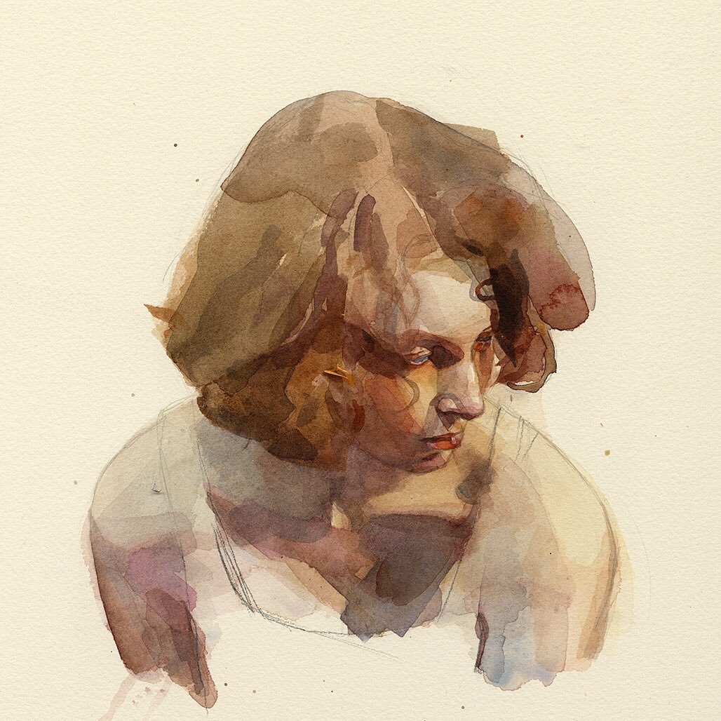 Фигура человека пленэр акварель