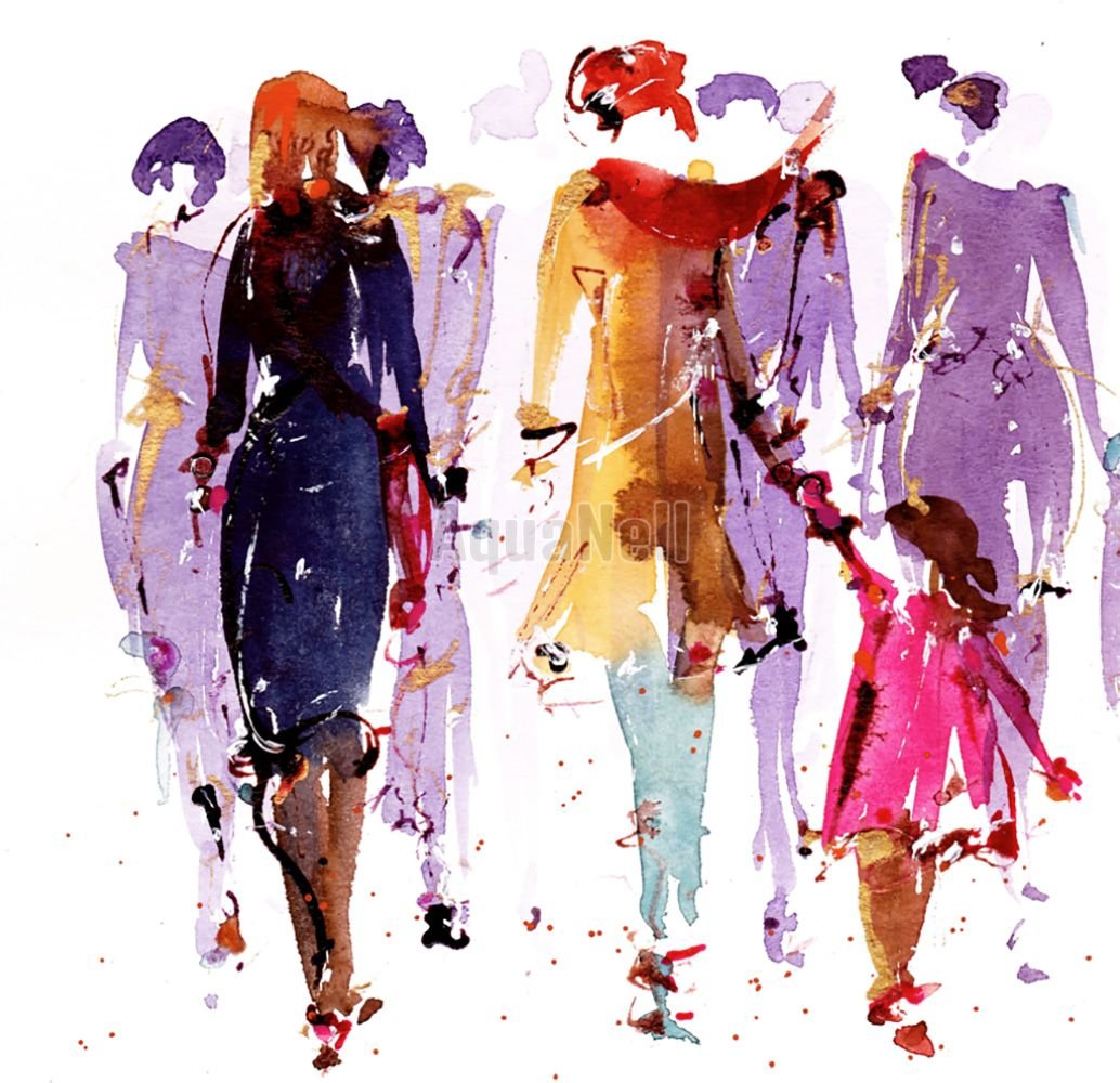 Женская фигура акварелью