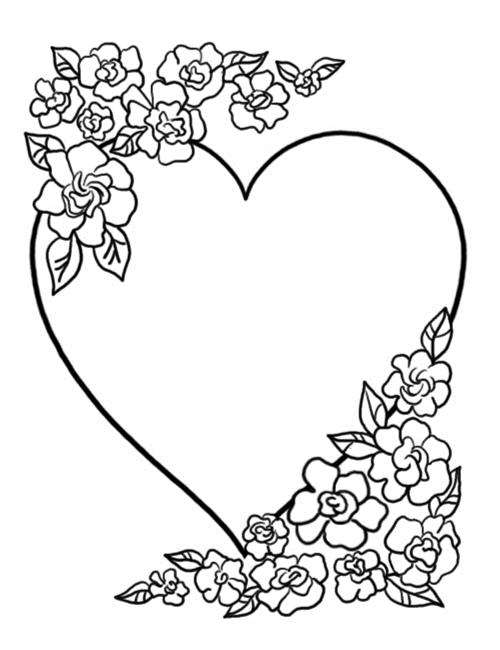 Раскраска сердечко с цветочками