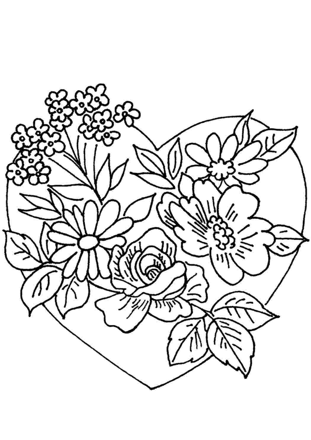 Раскраска с днем рождения цветы