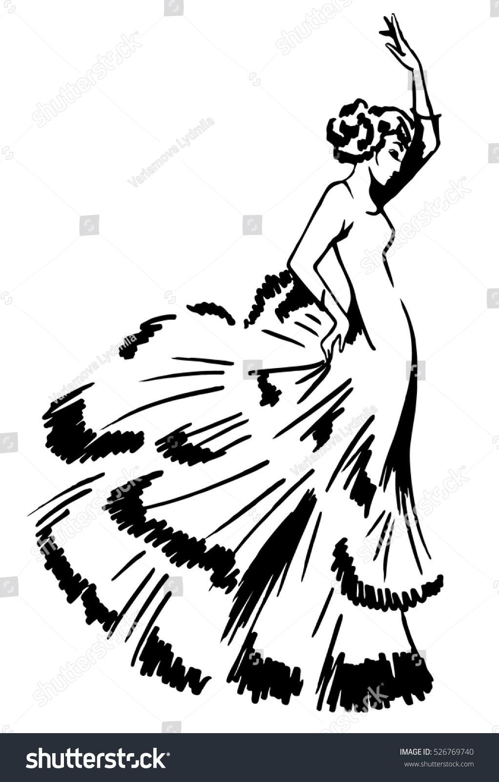 Костюм испанского танца рисунок