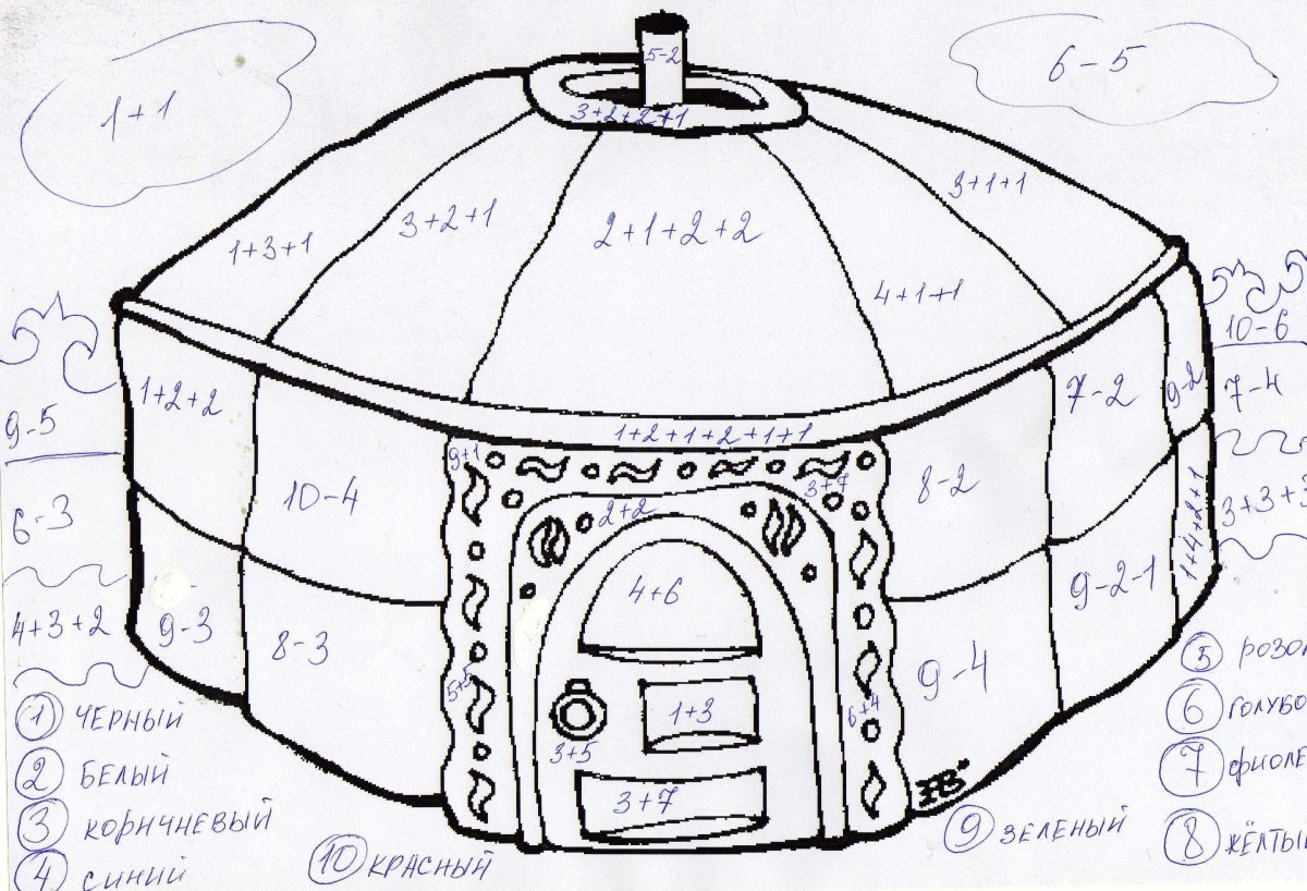 Юрта раскраска для детей