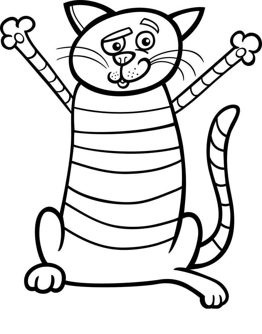 Раскраска полосатый кот