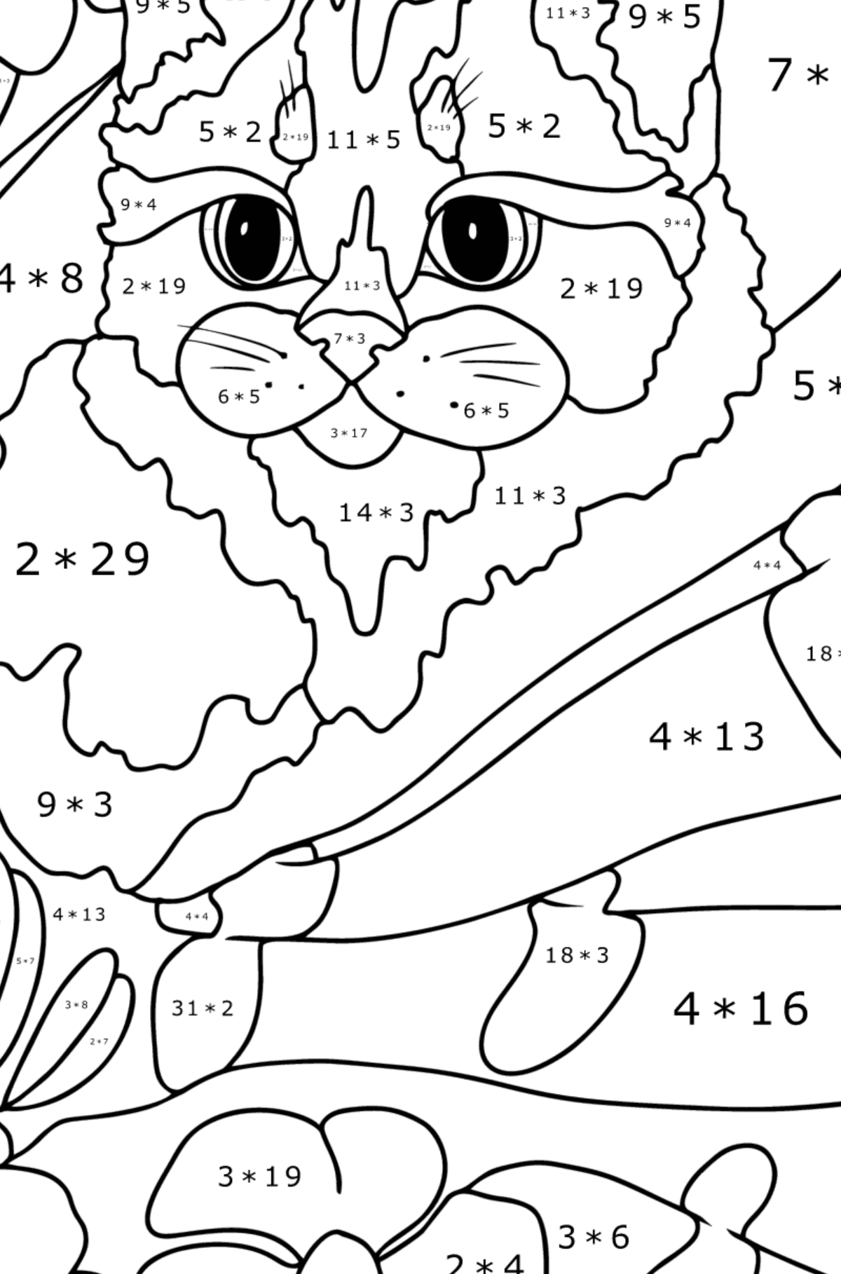 Математическая раскраска кошка