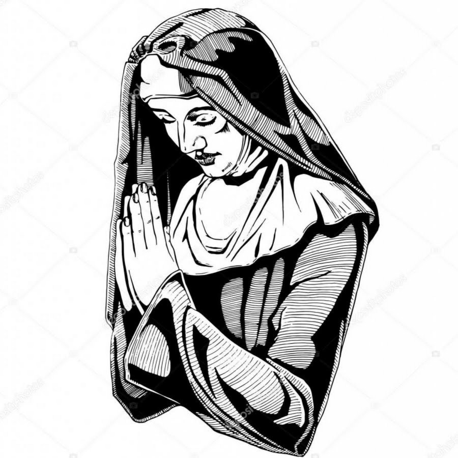 Монашка молится эскиз