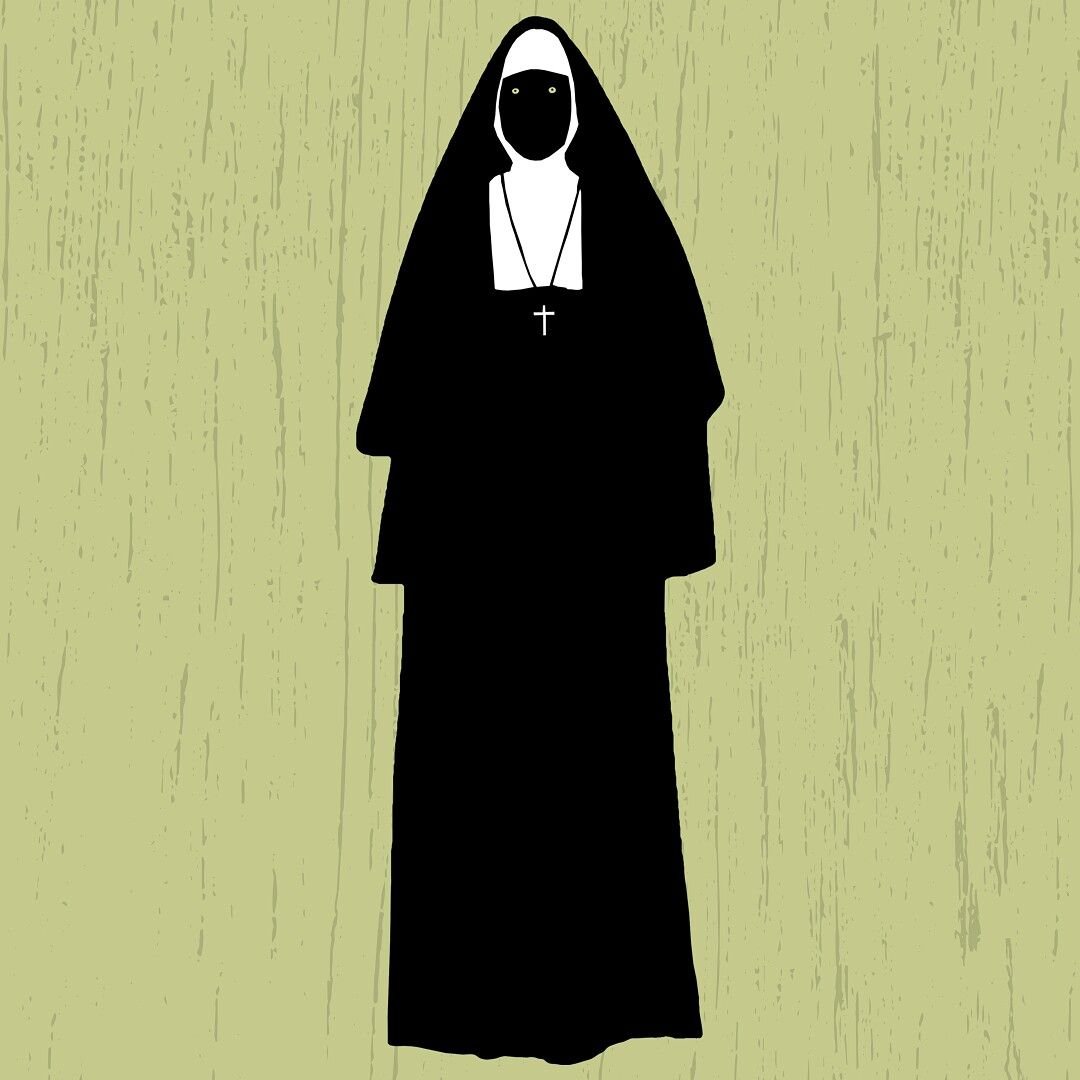 Эскиз тату монашка с сигаретой