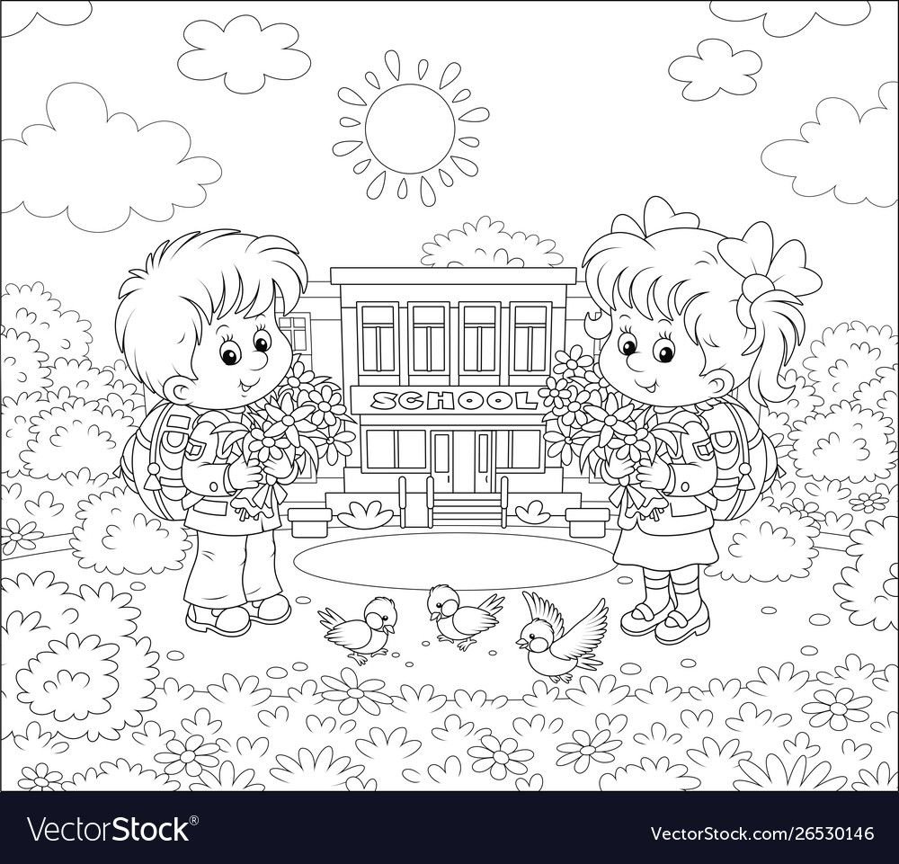 Дети с шарами раскраска