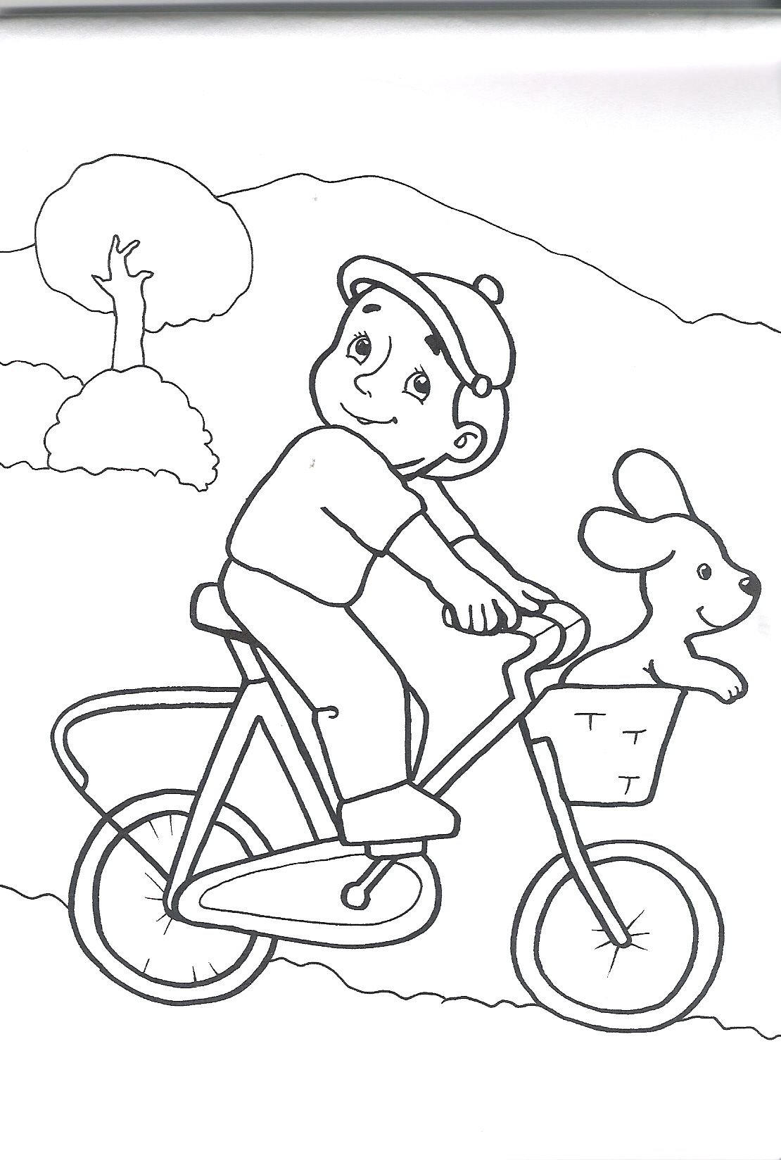 Раскраска прогулка на велосипеде