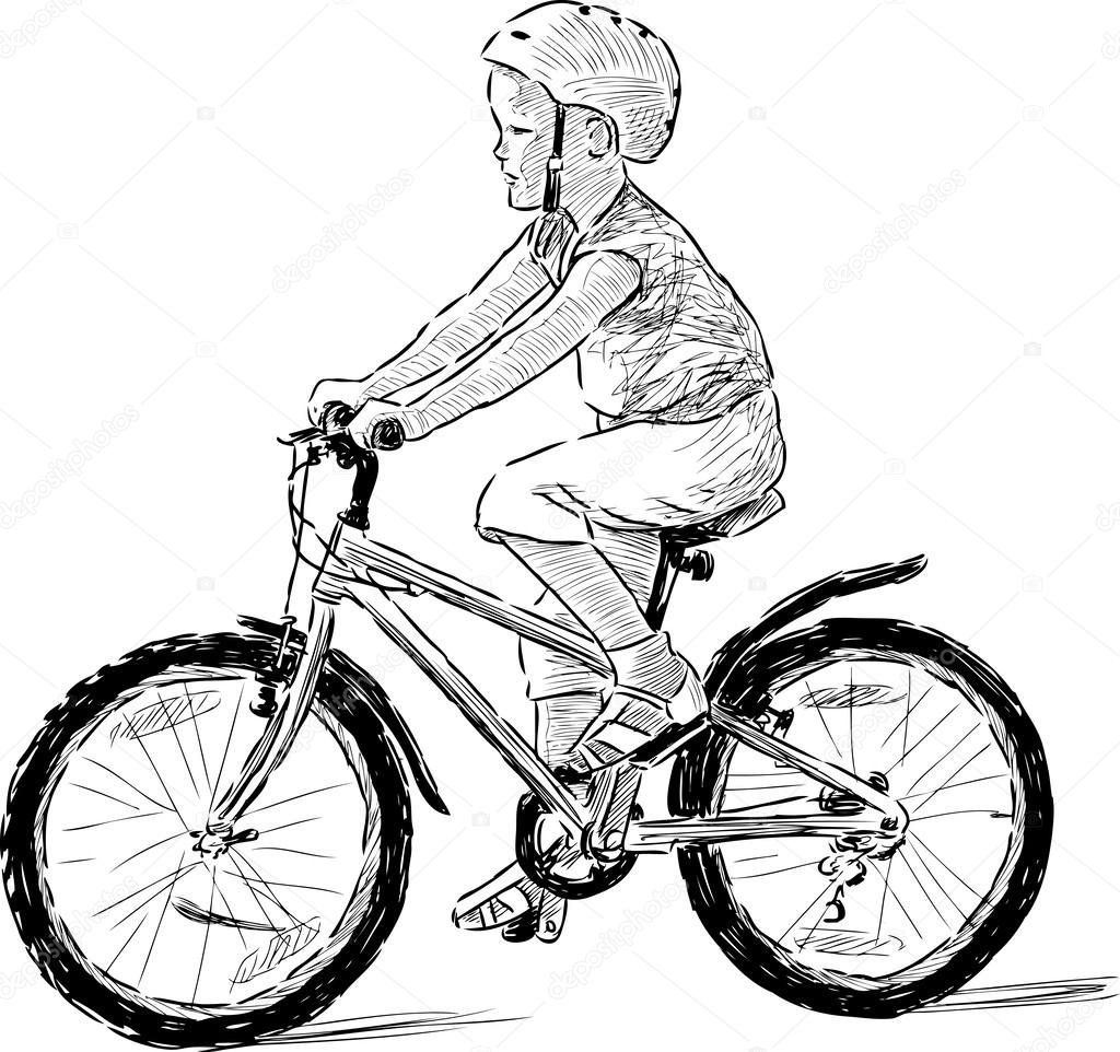 Трафарет девочка на велосипеде