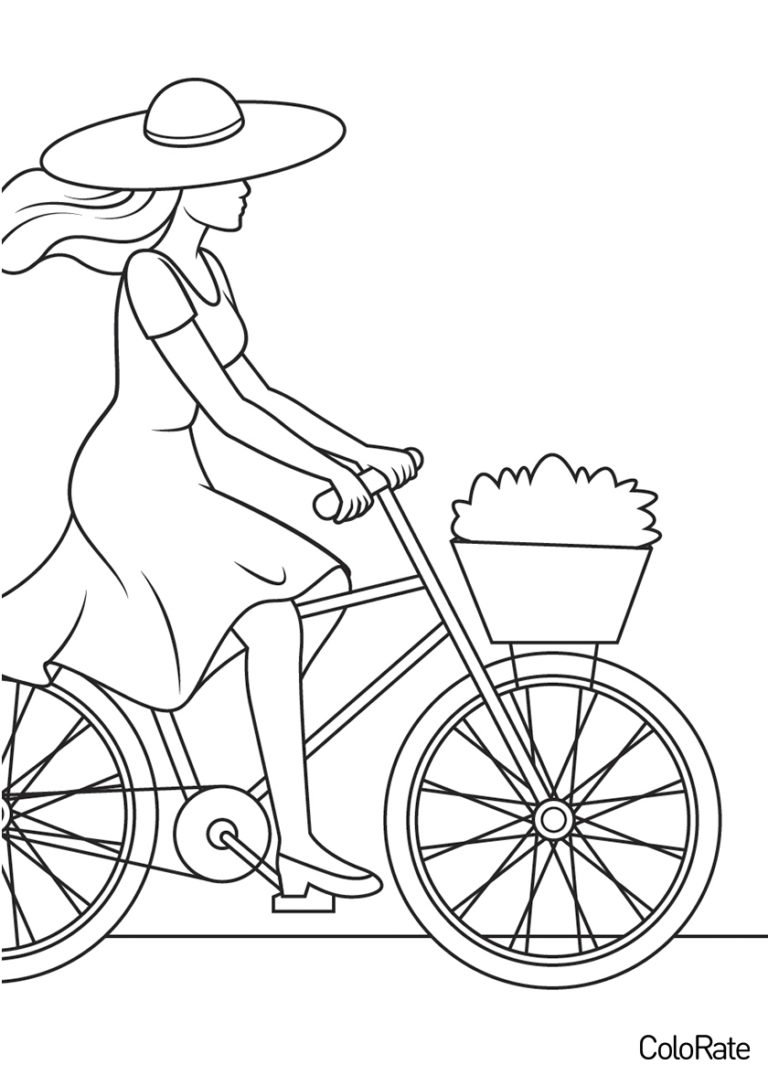 Девочка на велосипеде раскраска