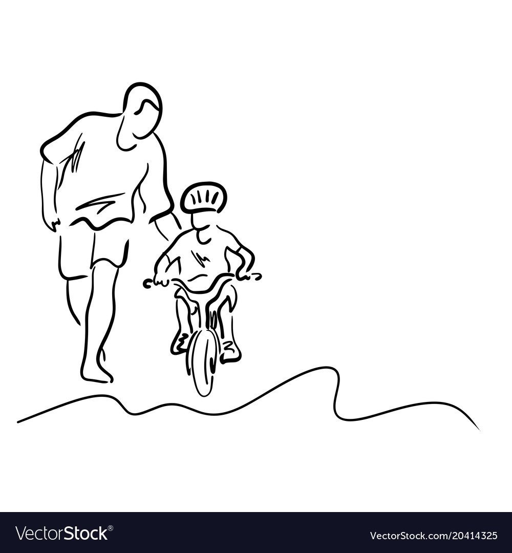 Раскраска папа с детьми на велосипеде