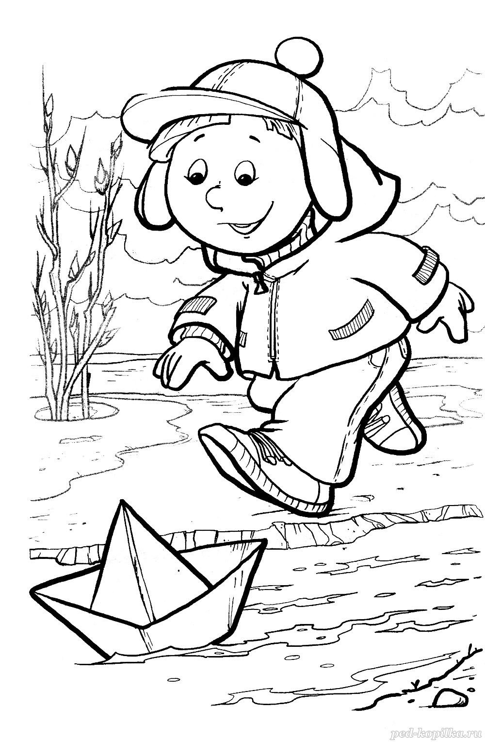 Раскраска речка для детей