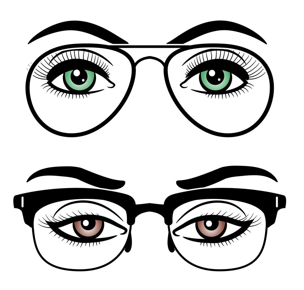Глаза в очках векторный
