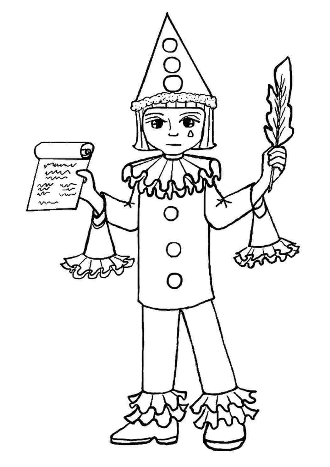 Буратино раскраска для детей