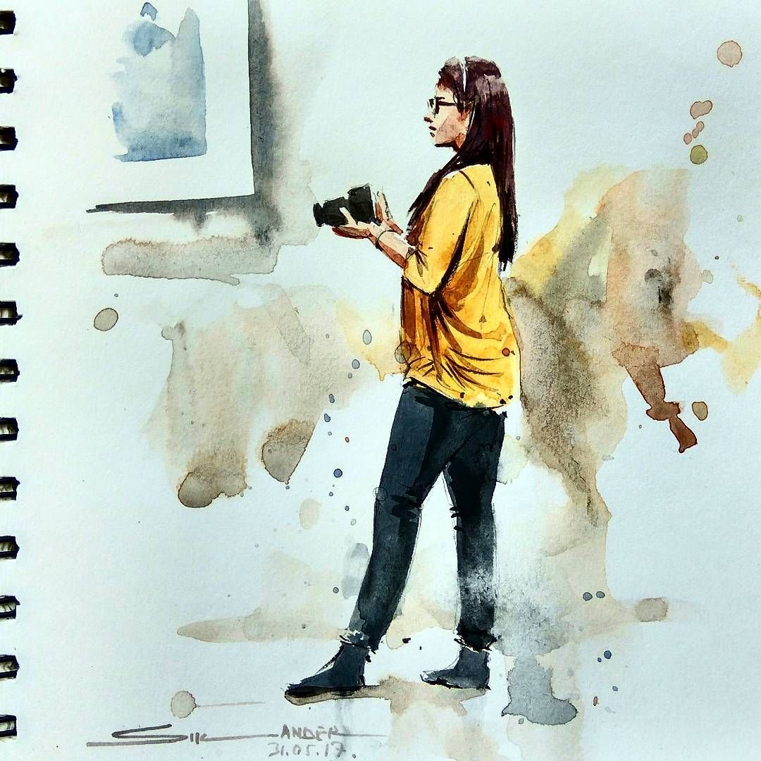 Зарисовки людей акварелью
