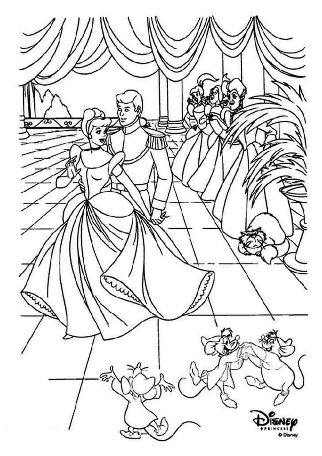 Раскраска Золушка на балу