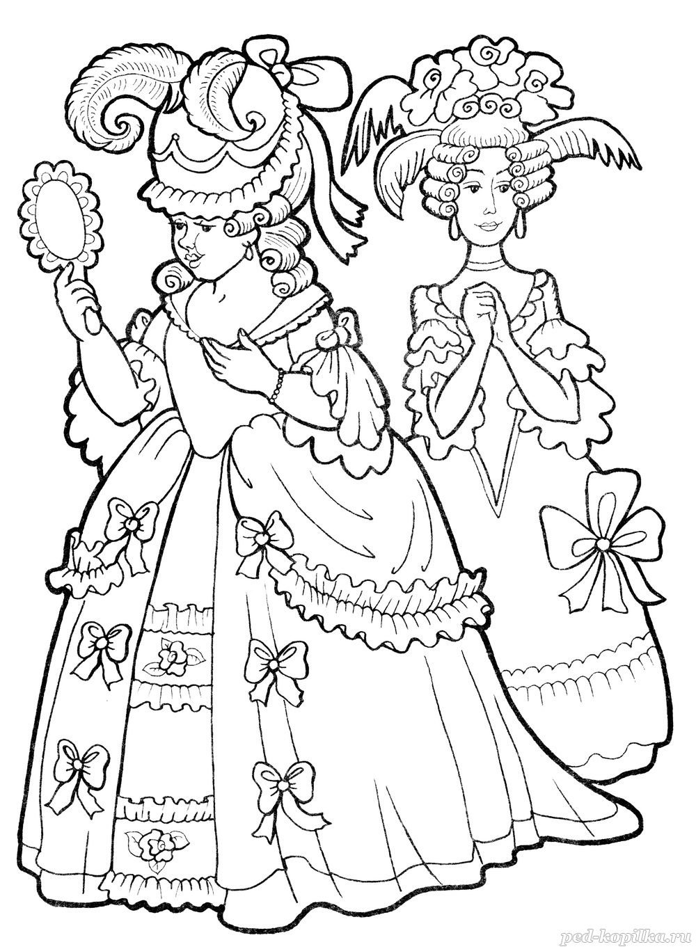 Принцессы и принцы. Раскраска
