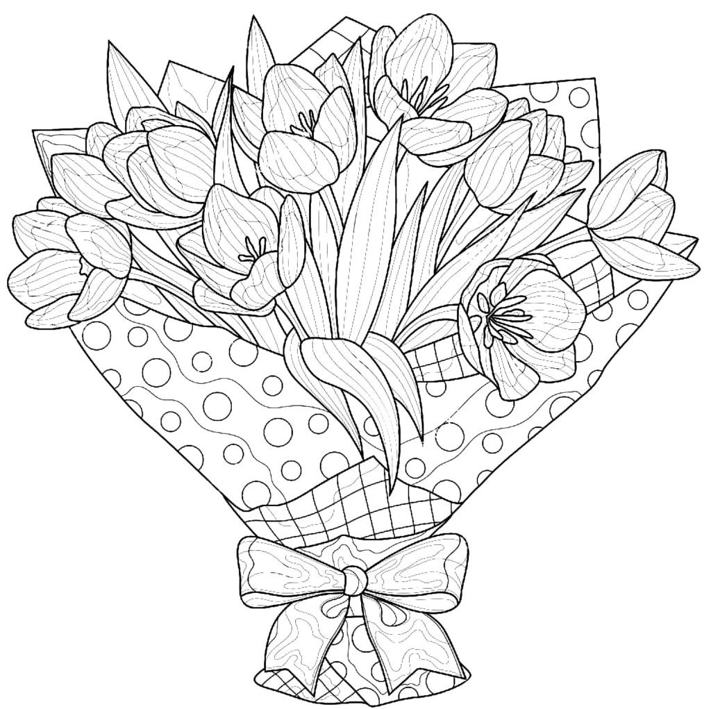 Раскраска корзина с цветами