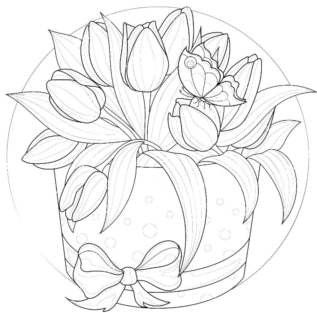 Тюльпан раскраска для детей
