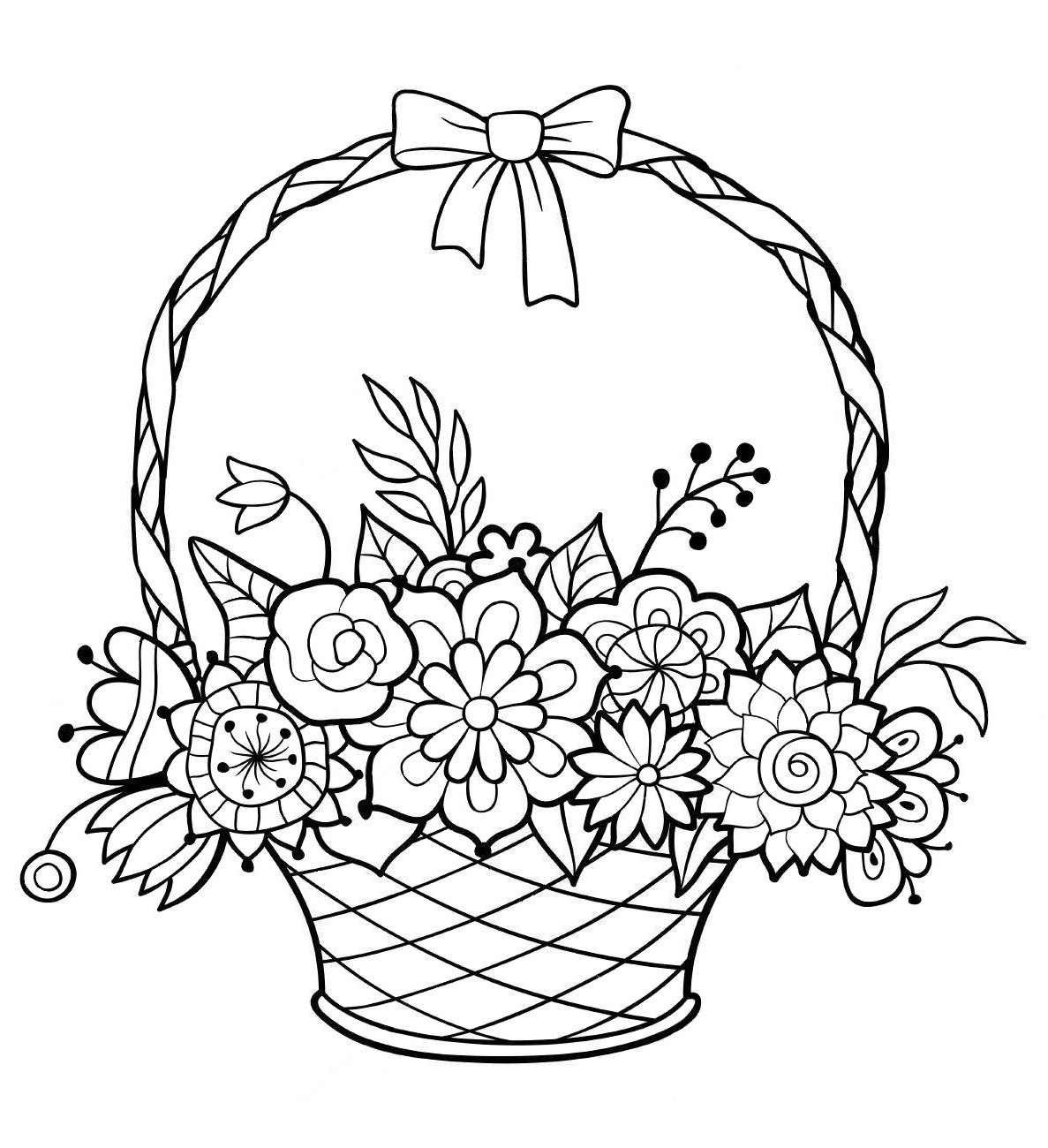 Рисуем корзину с тюльпанами