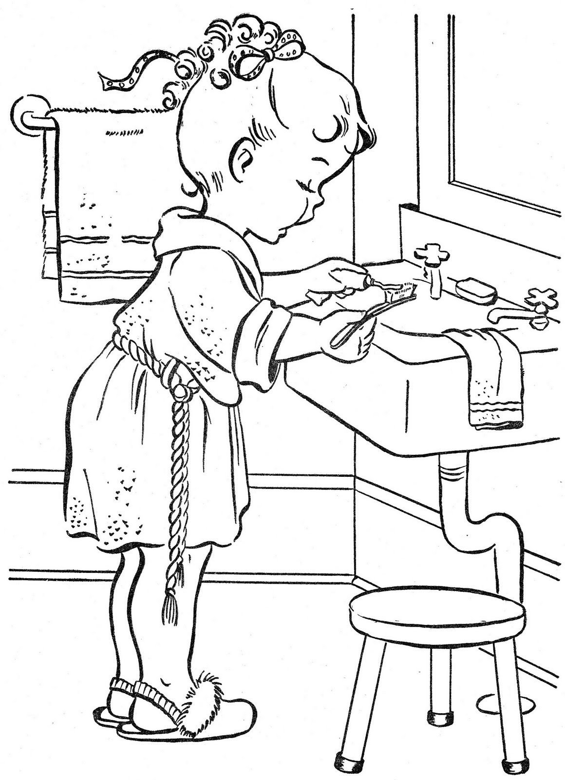 Раскраска дети умываются