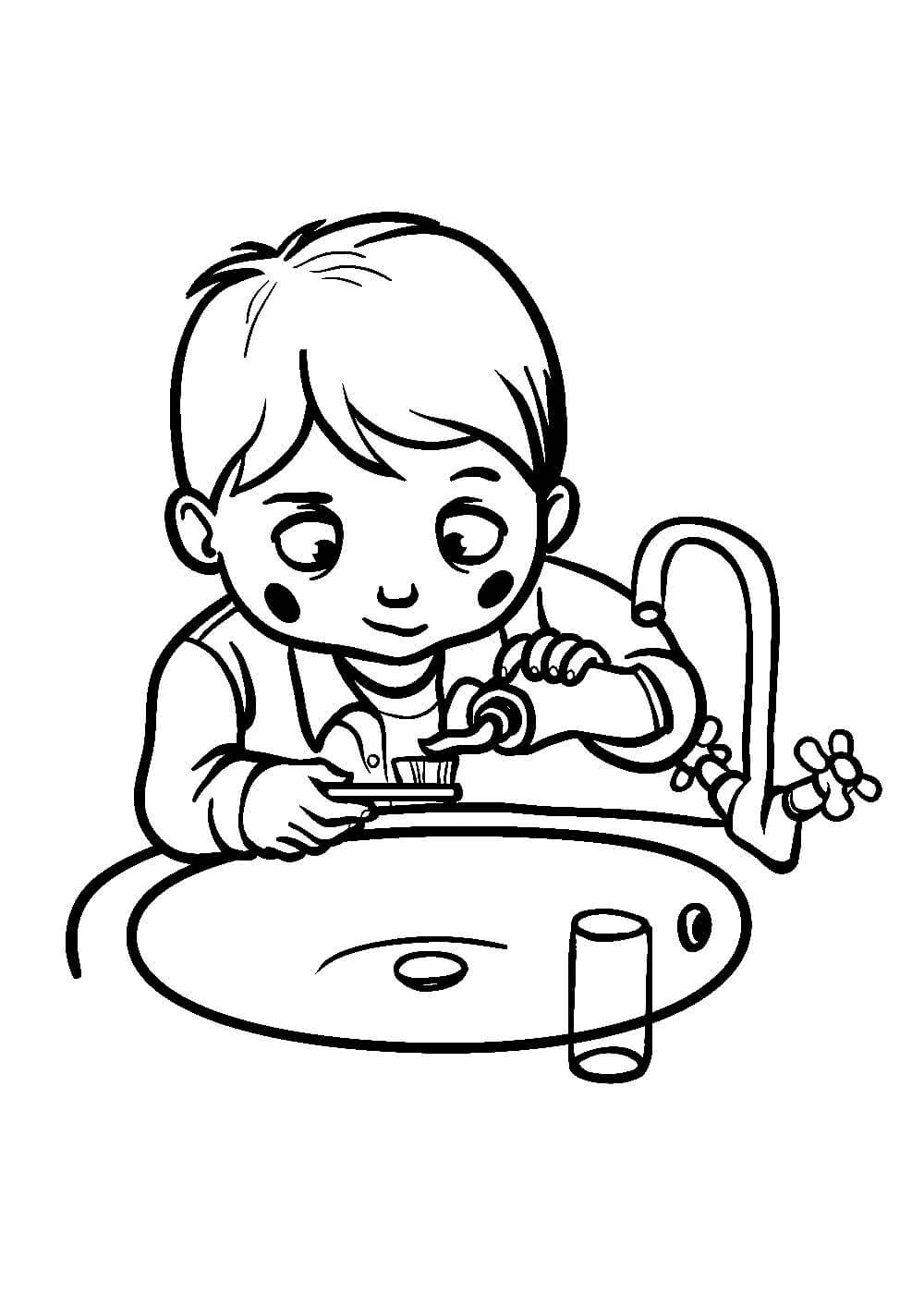 Раскраска мытье посуды для детей