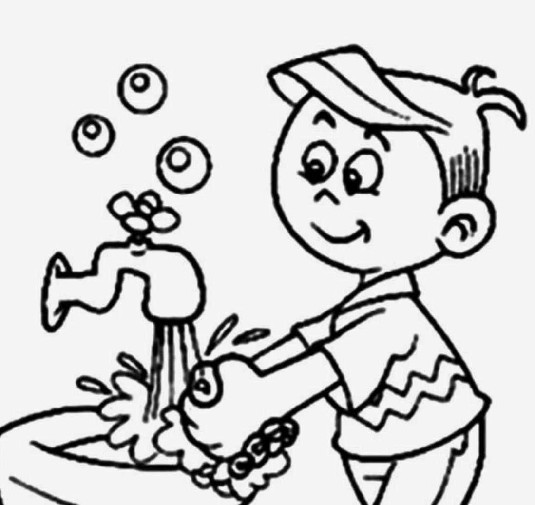 Раскраска умывание для детей