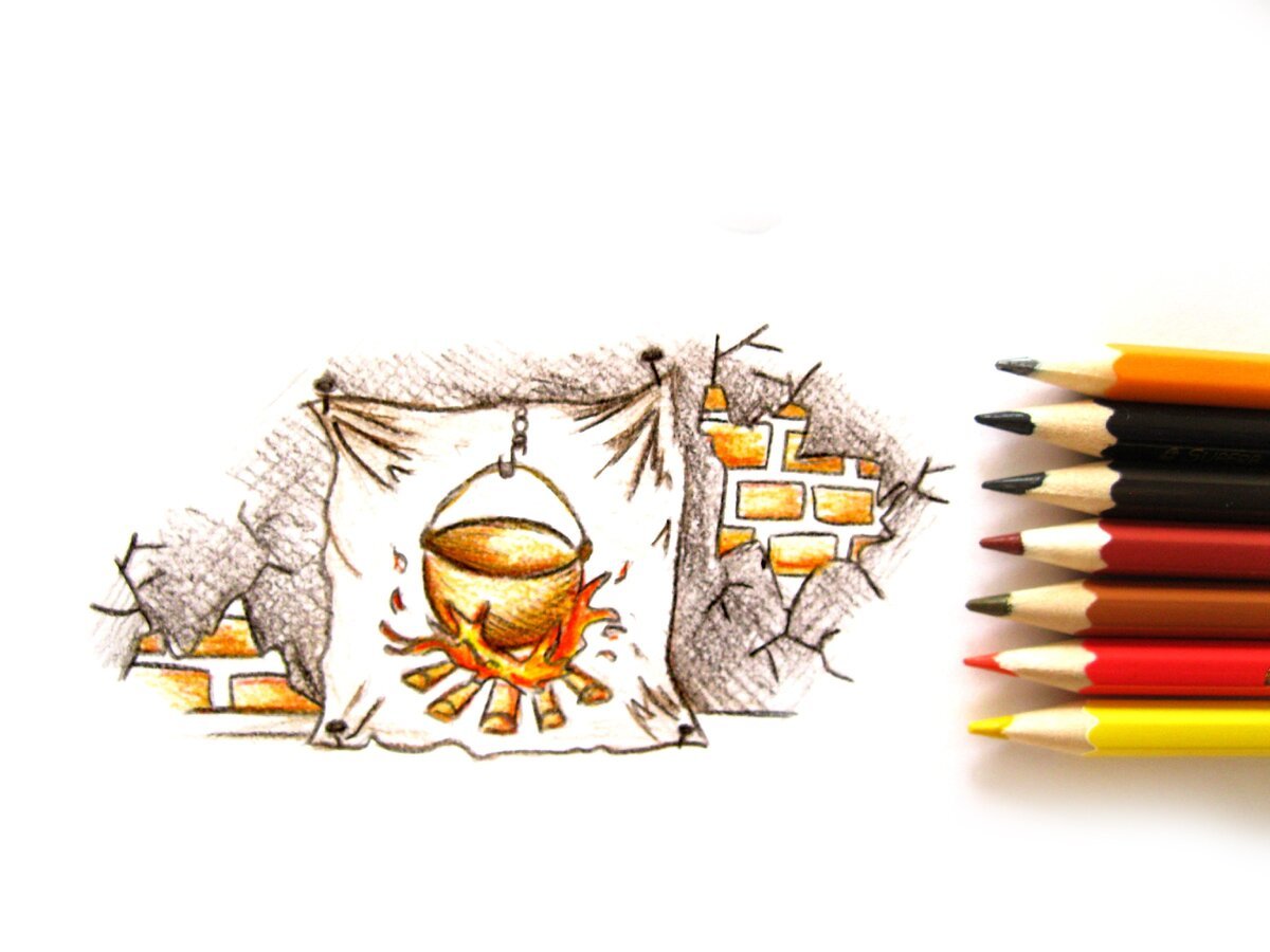 Очаг папы Карло рисунок