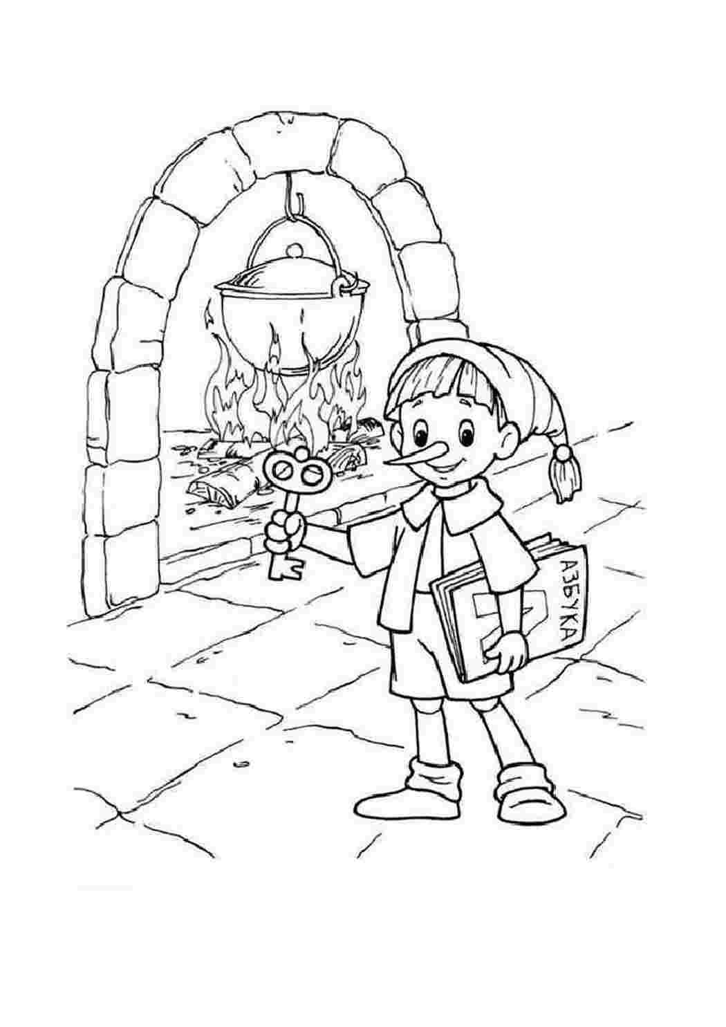 Раскраски из сказки золотой ключик или приключения Буратино