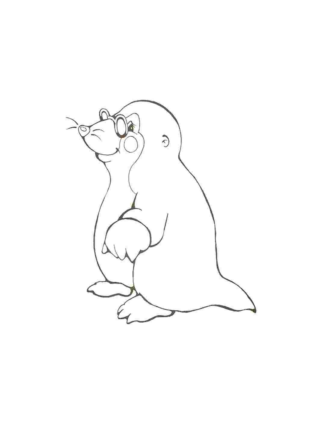 Крот картинка для детей раскраска